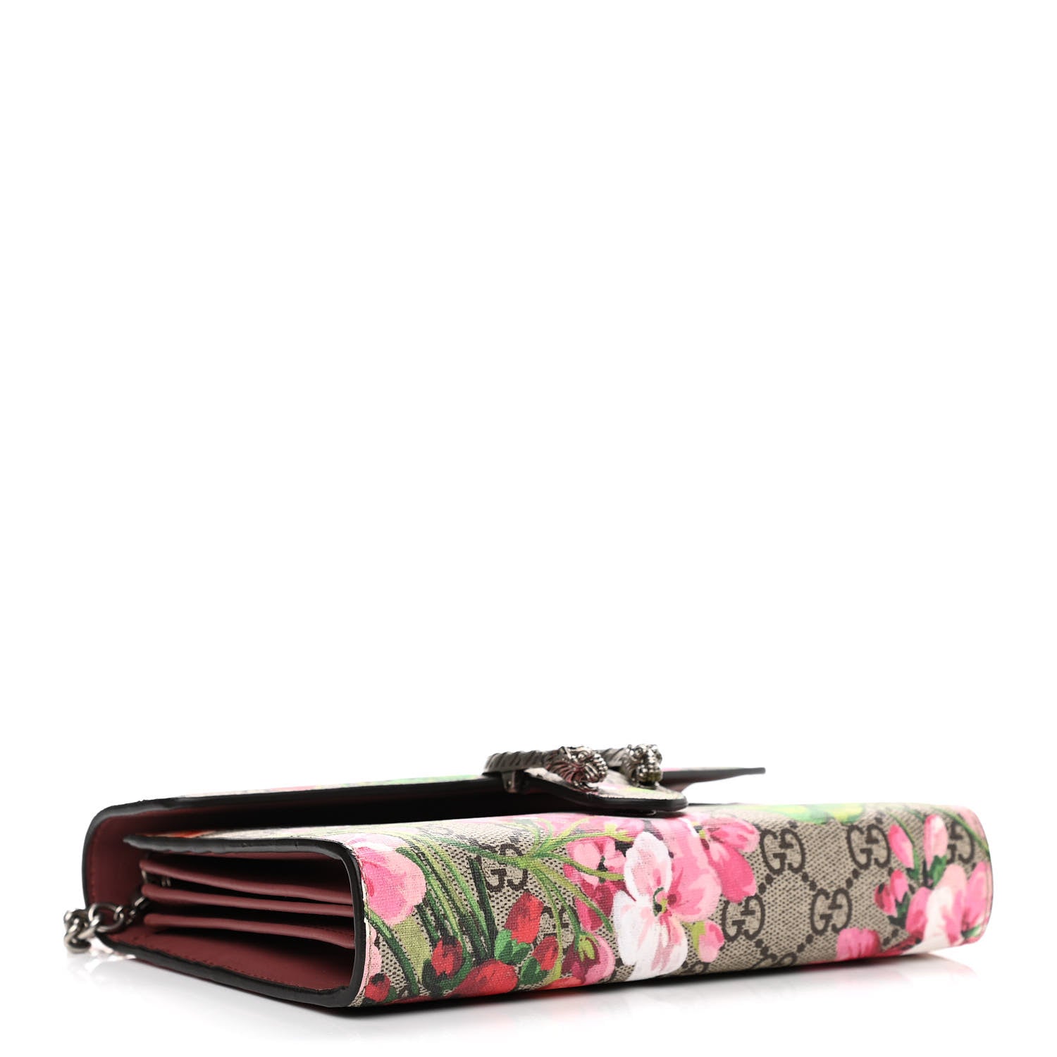 Gucci GG Supreme Monogram Blooms Mini Dionysus Chain Wallet Beige Multicolor Dry Rose 4 of 12