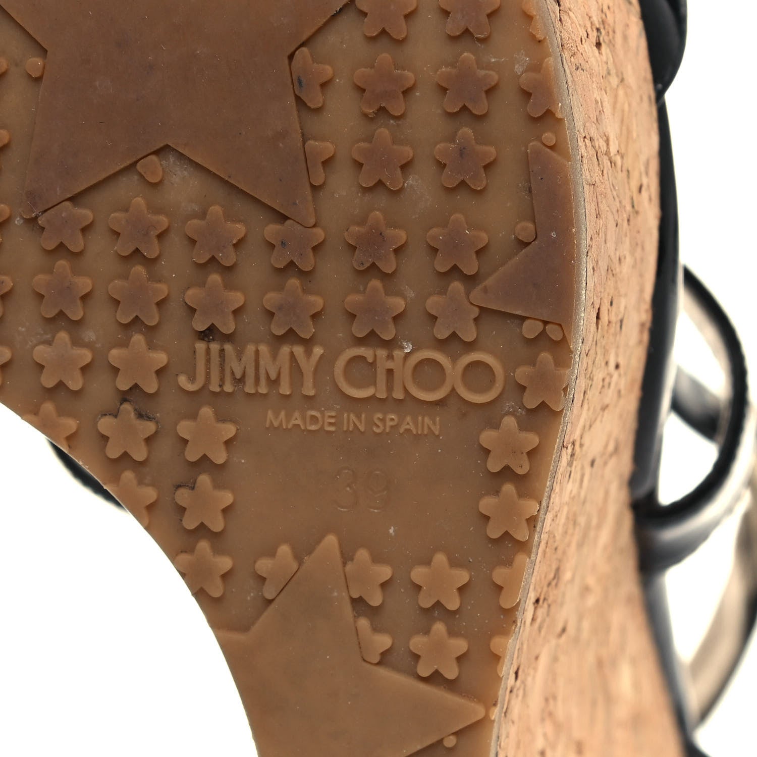 Jimmy Choo Patent Cork Portia 120 Wedge Sandals 39 Black 6 of 12