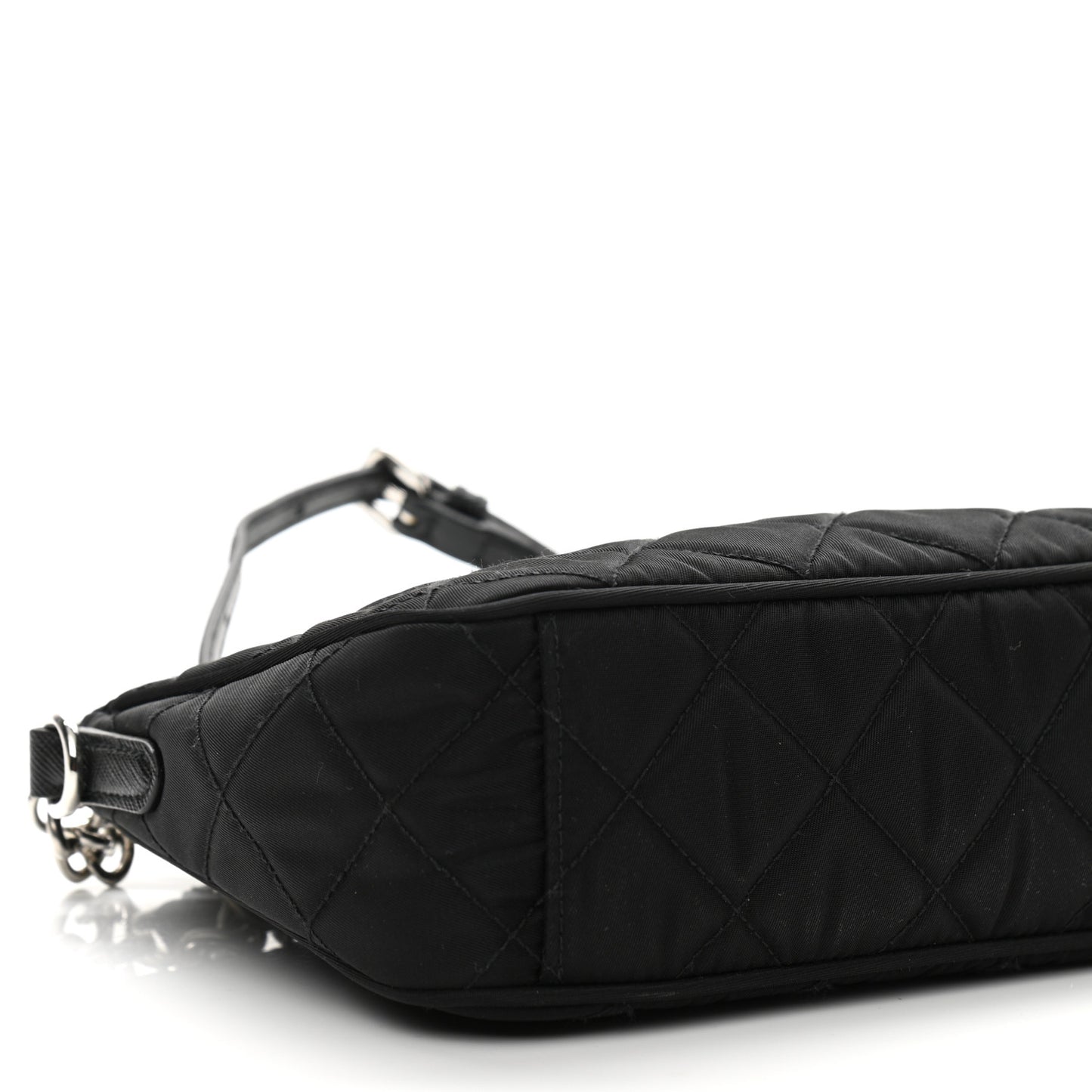 Nylon Tessuto Impuntu Quilted Crossbody Bag Black