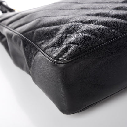 Chanel Caviar Chevron Quilted Shoulder Bag Black 9 of 14