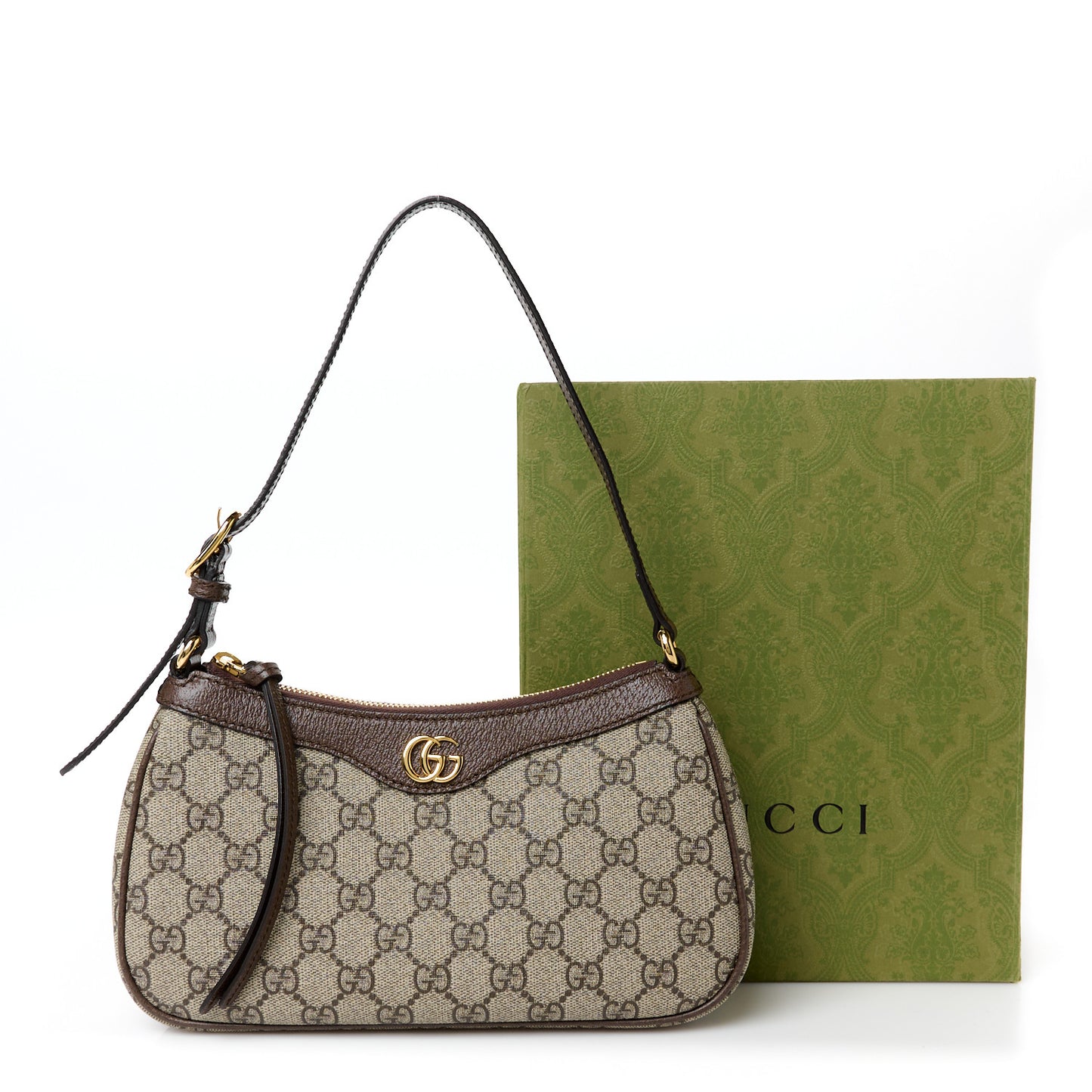 GG Supreme Monogram Textured Dollar Calfskin Small Ophidia Hobo Beige Ebony New Acero