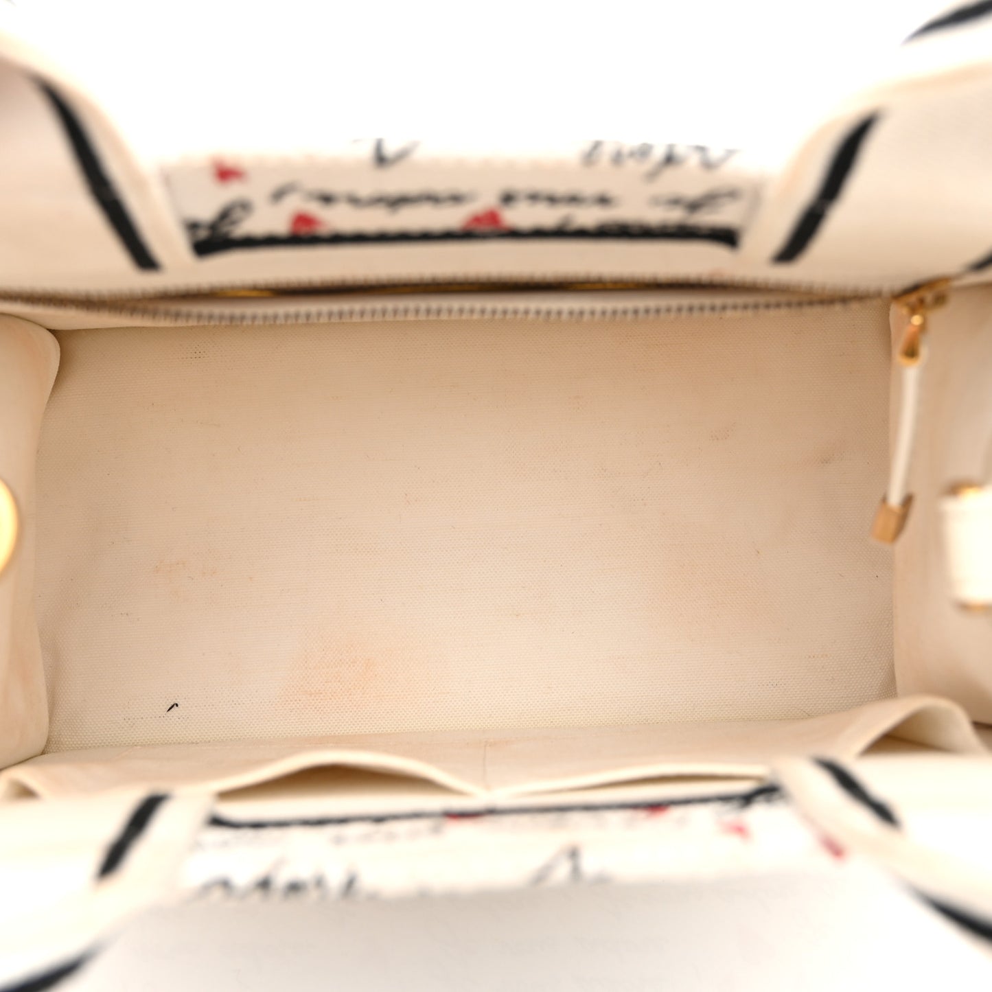 Calfskin Canvas Embroidered Small Dioramour Je Vous Adore Book Tote With Strap White Black Red