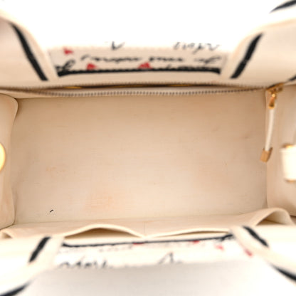 Christian Dior Calfskin Canvas Embroidered Small Dioramour Je Vous Adore Book Tote With Strap White Black Red 5 of 11