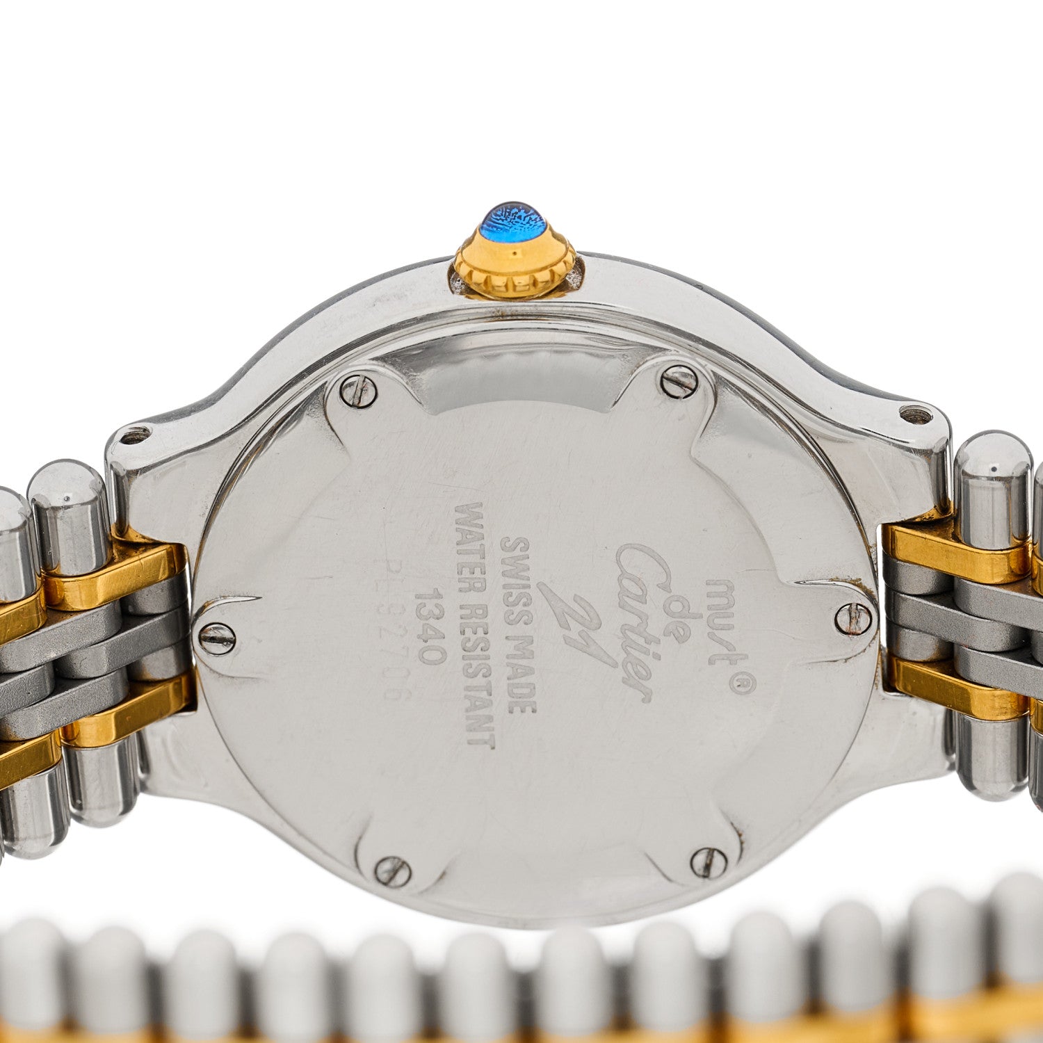 Cartier Stainless Steel 18K Yellow Gold 28mm Must De 21 Bullet Link Quartz Watch 4 of 4