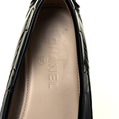 Chanel Patent CC Mocassin Loafers 38.5 Black 14 of 16