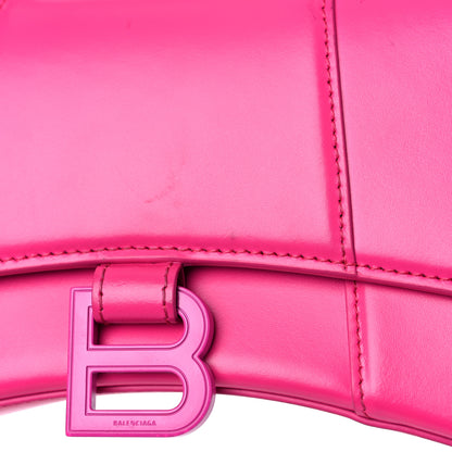 Balenciaga Shiny Box Calfskin Tonal B Hourglass Top Handle Bag XS Fuchsia 11 of 18