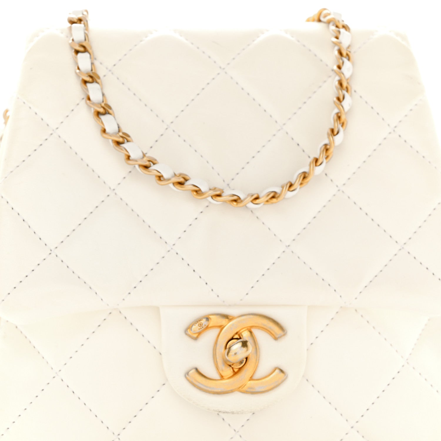 Chanel Lambskin Quilted Side-Packs Flap White 8 of 10