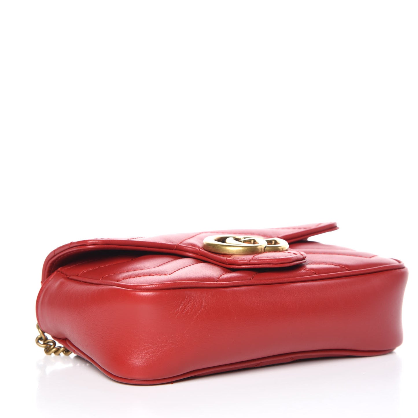 Calfskin Matelasse Super Mini GG Marmont Shoulder Bag Hibiscus Red