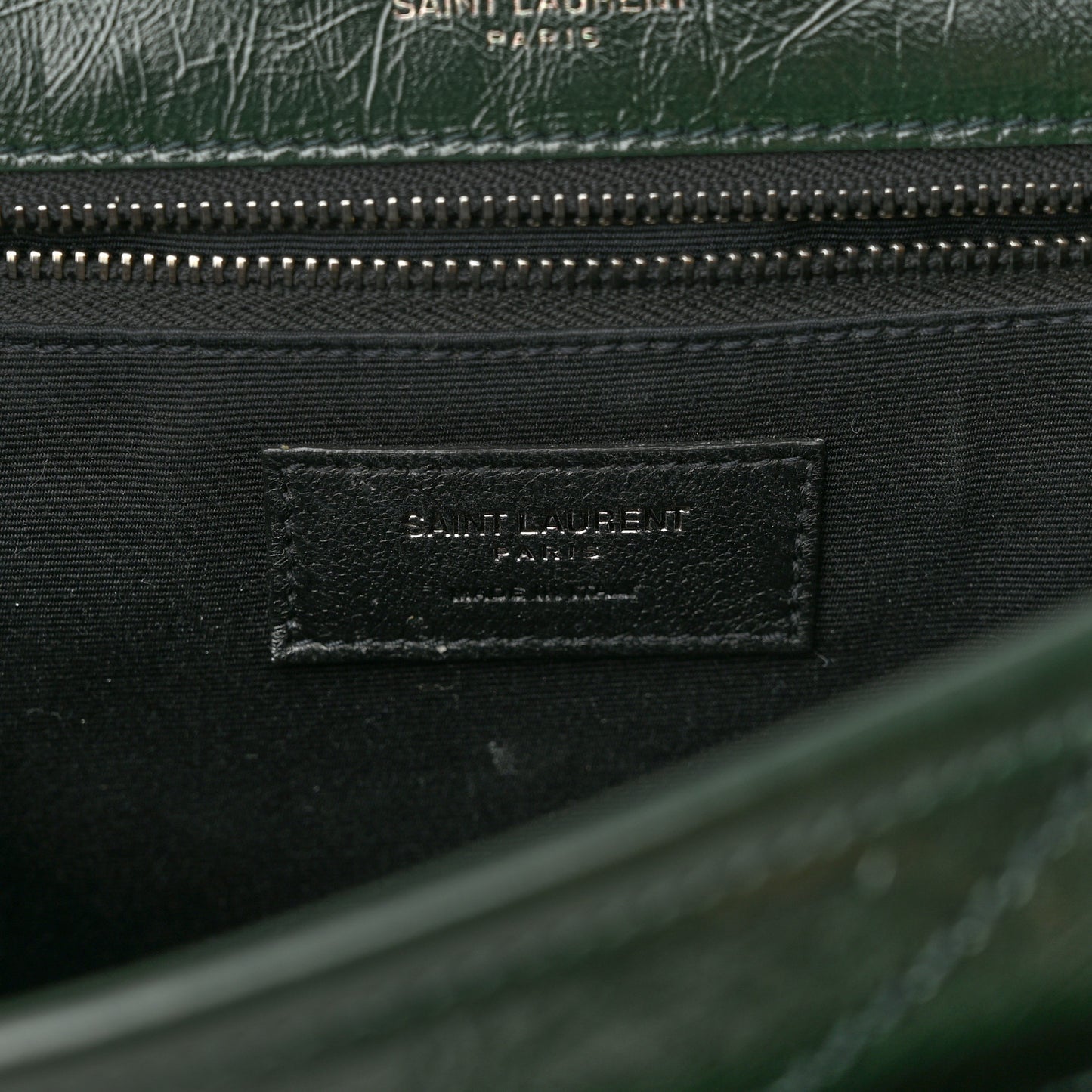 Crinkled Calfskin Matelasse Monogram Medium Niki Chain Satchel Dark Green