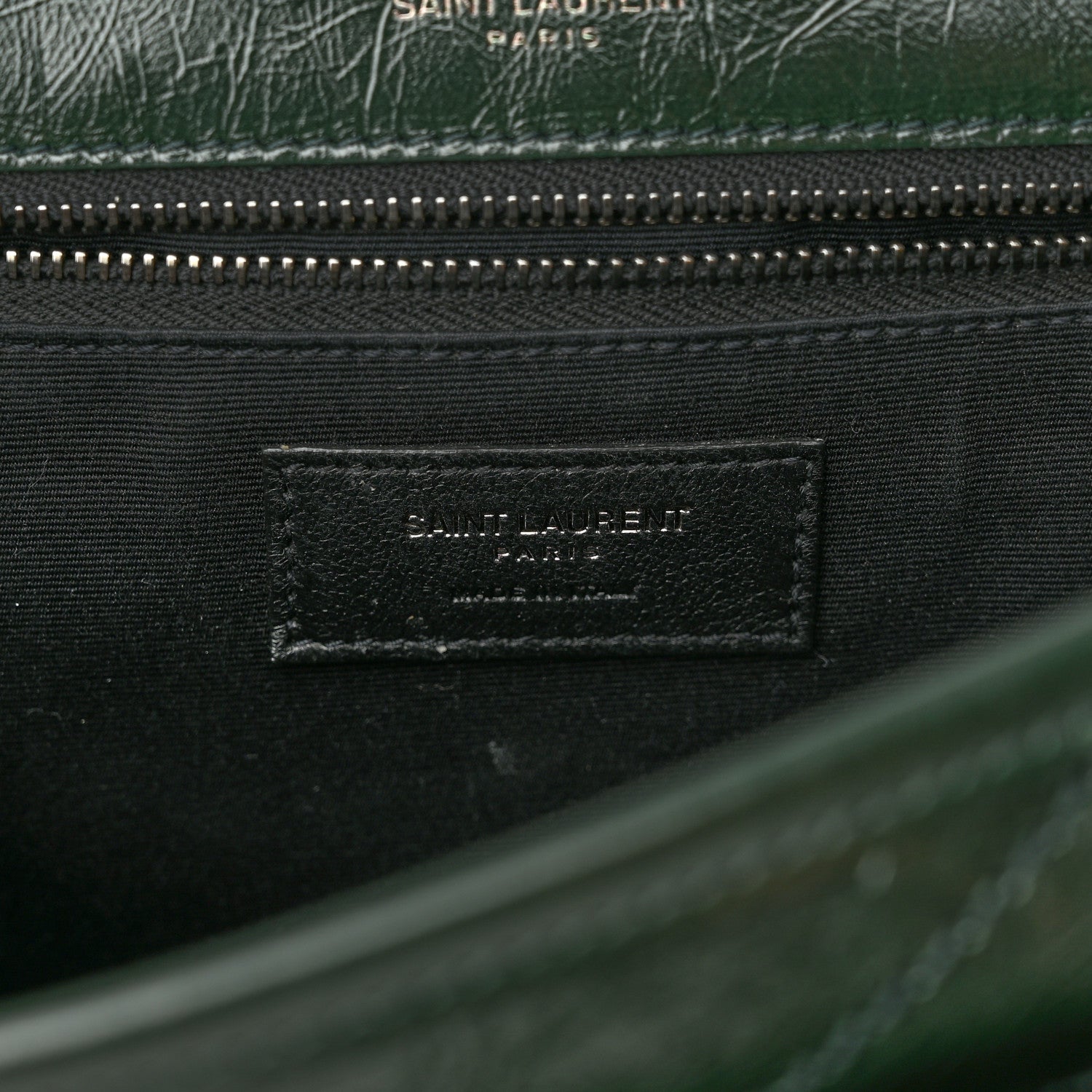 Saint Laurent Crinkled Calfskin Matelasse Monogram Medium Niki Chain Satchel Dark Green 6 of 10