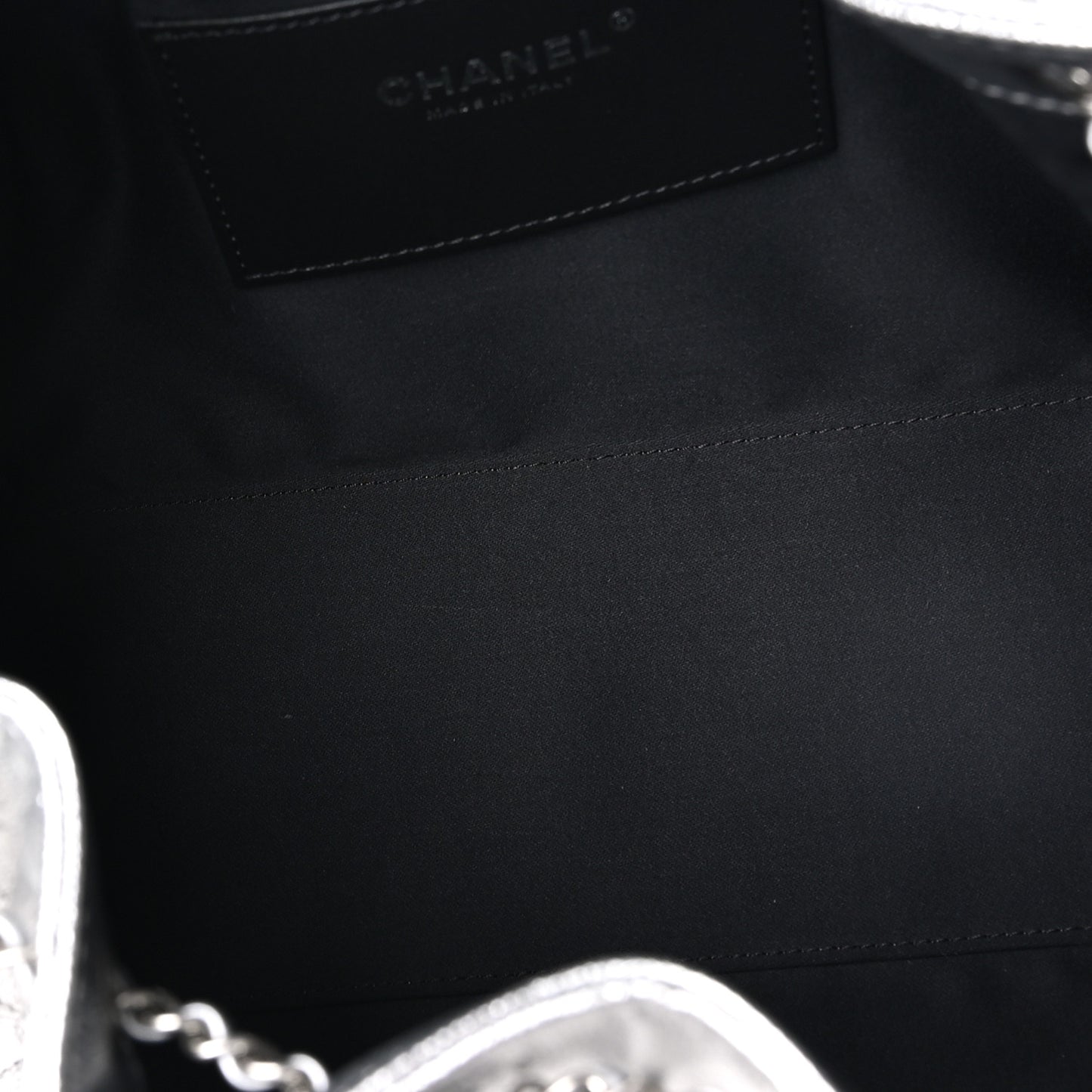 Metallic Caviar Quilted Small Chanel 25 Handbag Silver