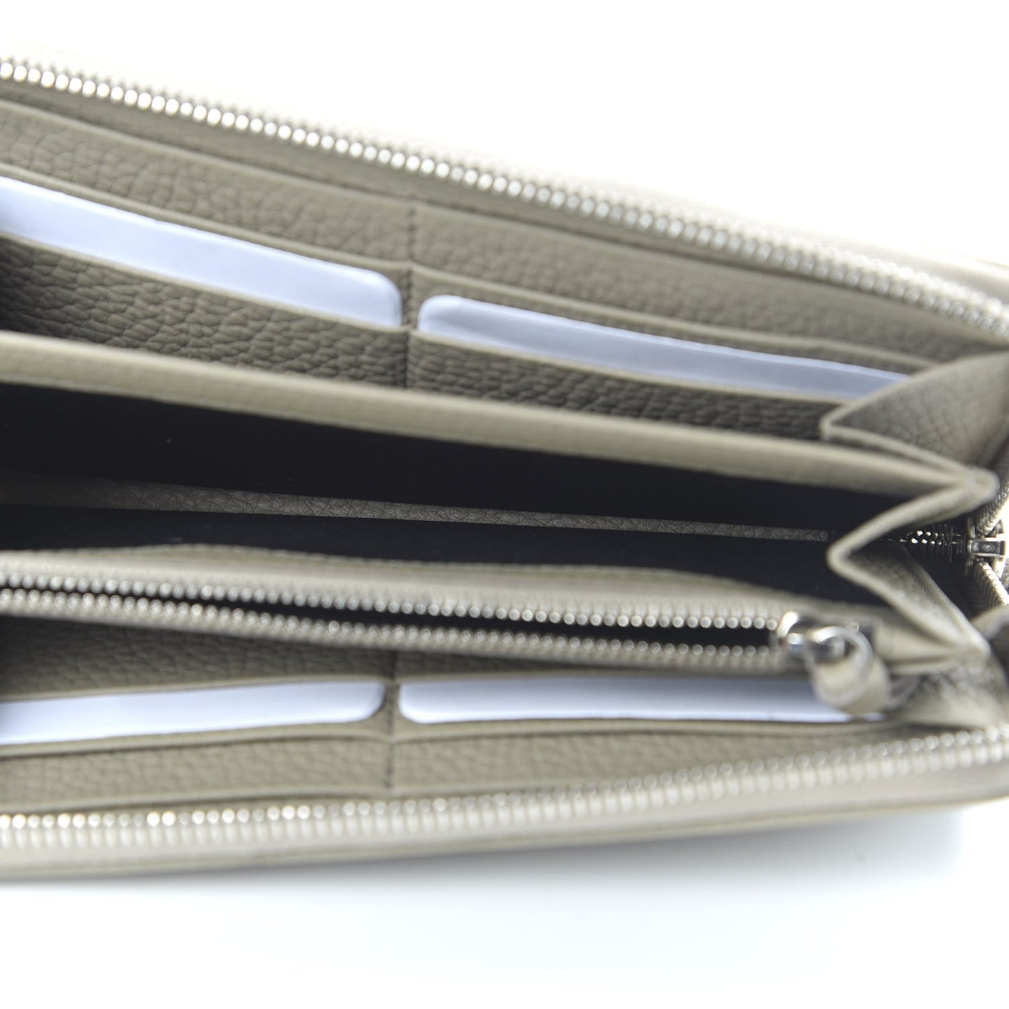 Veau Grana Perforated Blackout Hardware Continental Zip Around Wallet Gris Cendre