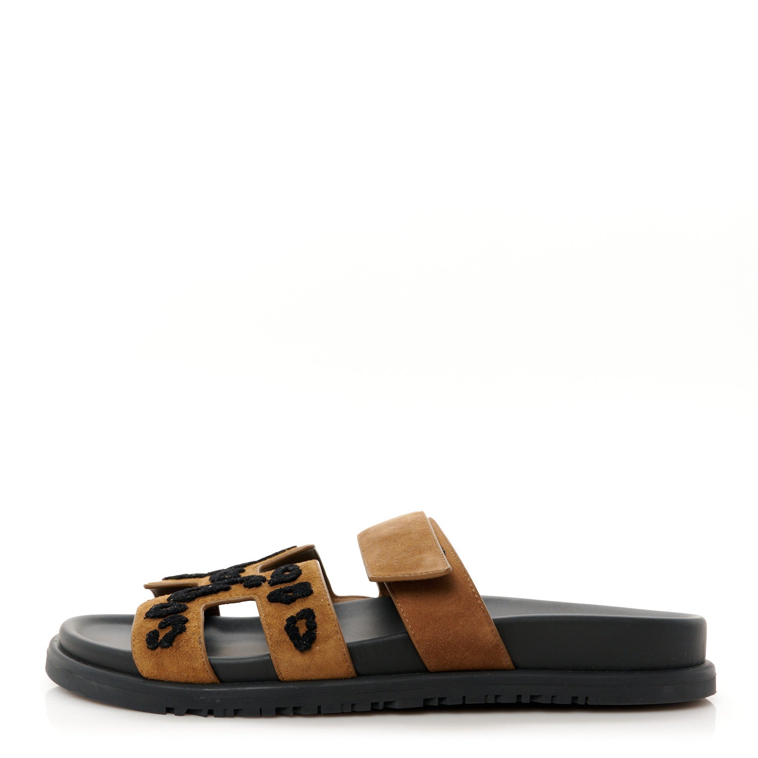 Hermes Suede Goatskin Womens Chypre Sandals 39 Brun Fume Black 1 of 9