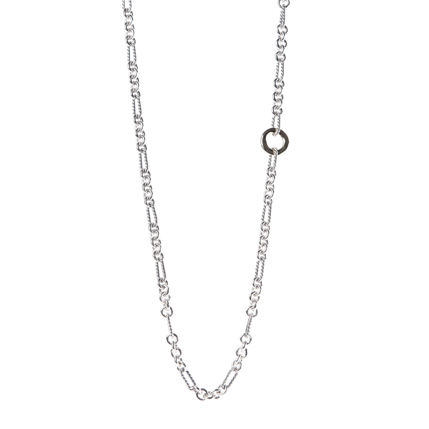David Yurman Sterling Silver 18K Yellow Gold Figaro Chain Link Necklace 1 of 6