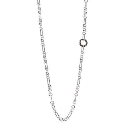 David Yurman Sterling Silver 18K Yellow Gold Figaro Chain Link Necklace 1 of 6