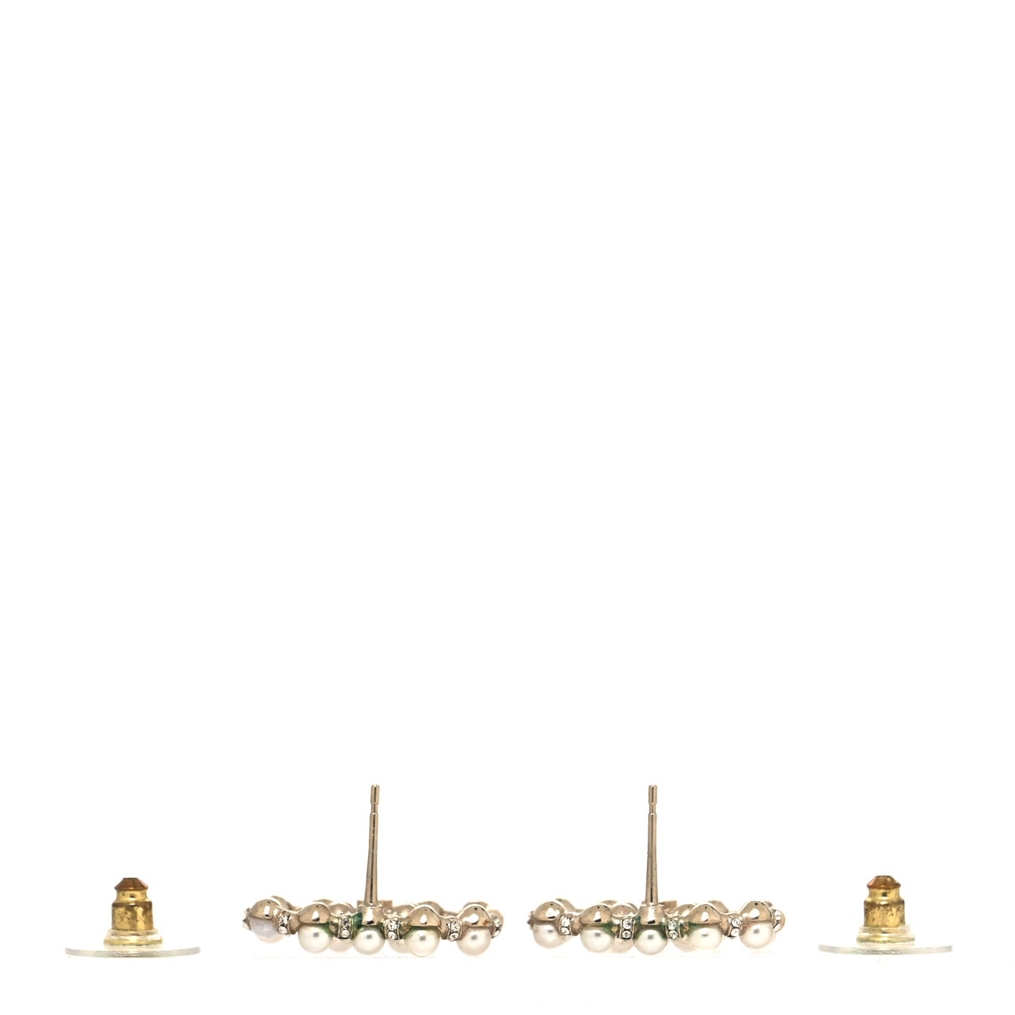Pearl Crystal Nefertiti CC Earrings Gold