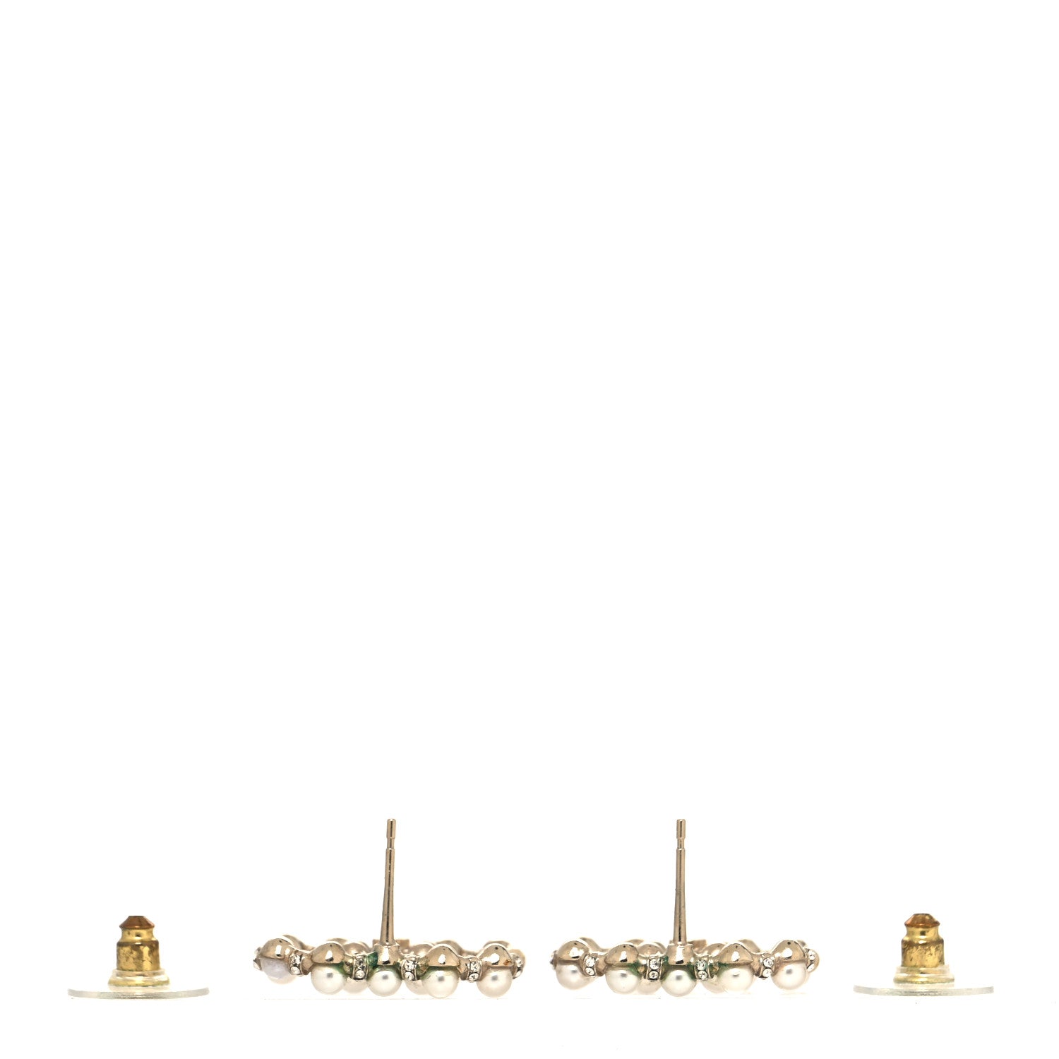 Chanel Pearl Crystal Nefertiti CC Earrings Gold 3 of 5
