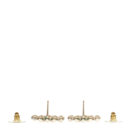Chanel Pearl Crystal Nefertiti CC Earrings Gold 3 of 5