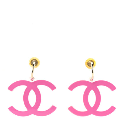 Chanel Lucite CC Drop Earrings Pink 1 of 5