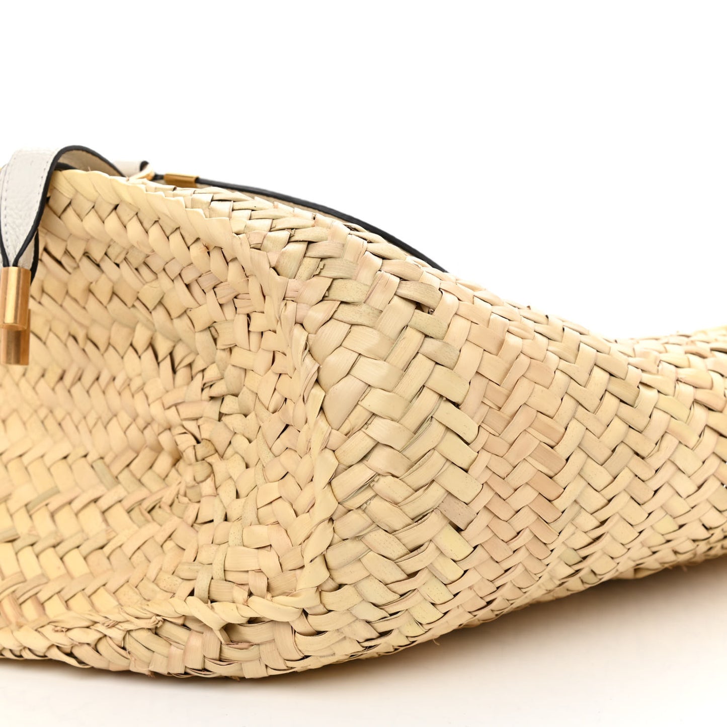 Raffia Grain Calfskin Medium Marcie Basket White