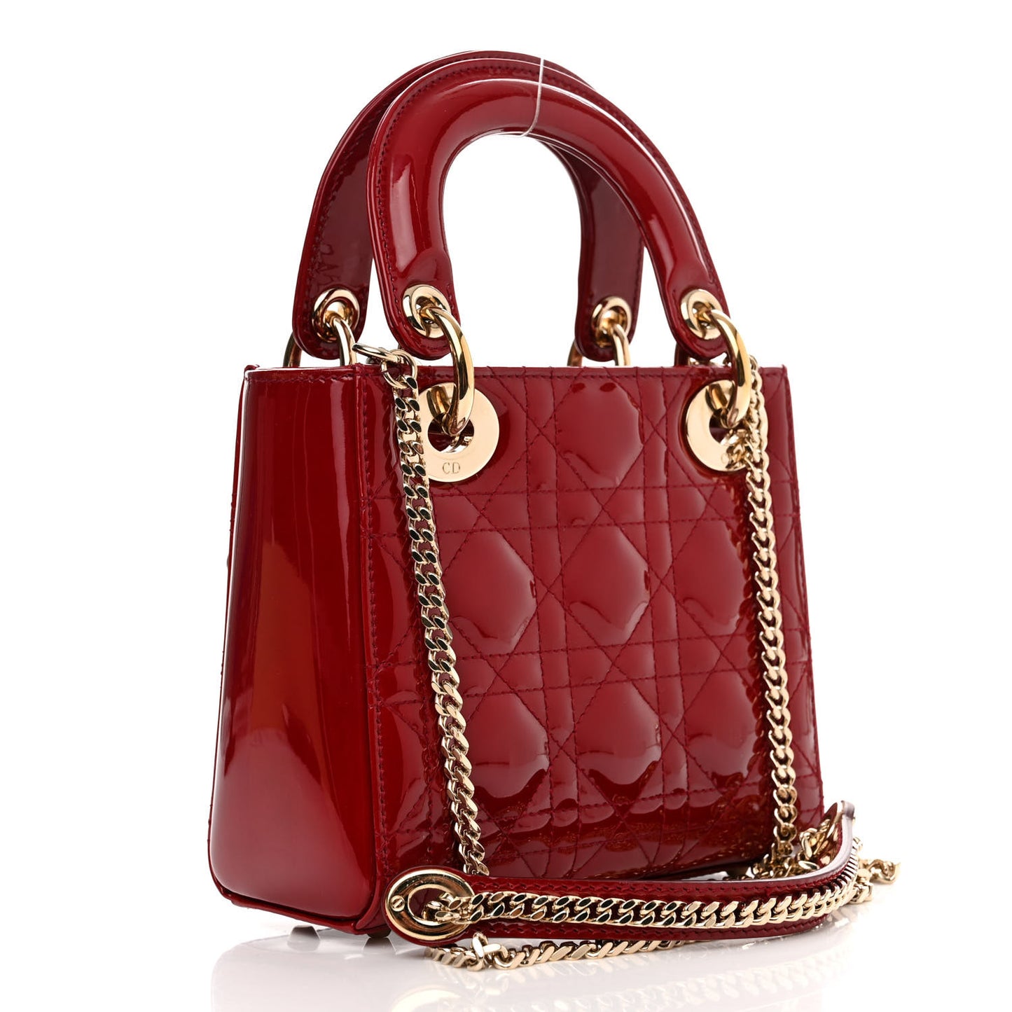 Patent Cannage Mini Lady Dior Red