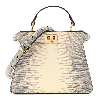 Fendi Lizard Togo Lucido Petite Peekaboo I SEE U Satchel Roccia 1 of 9