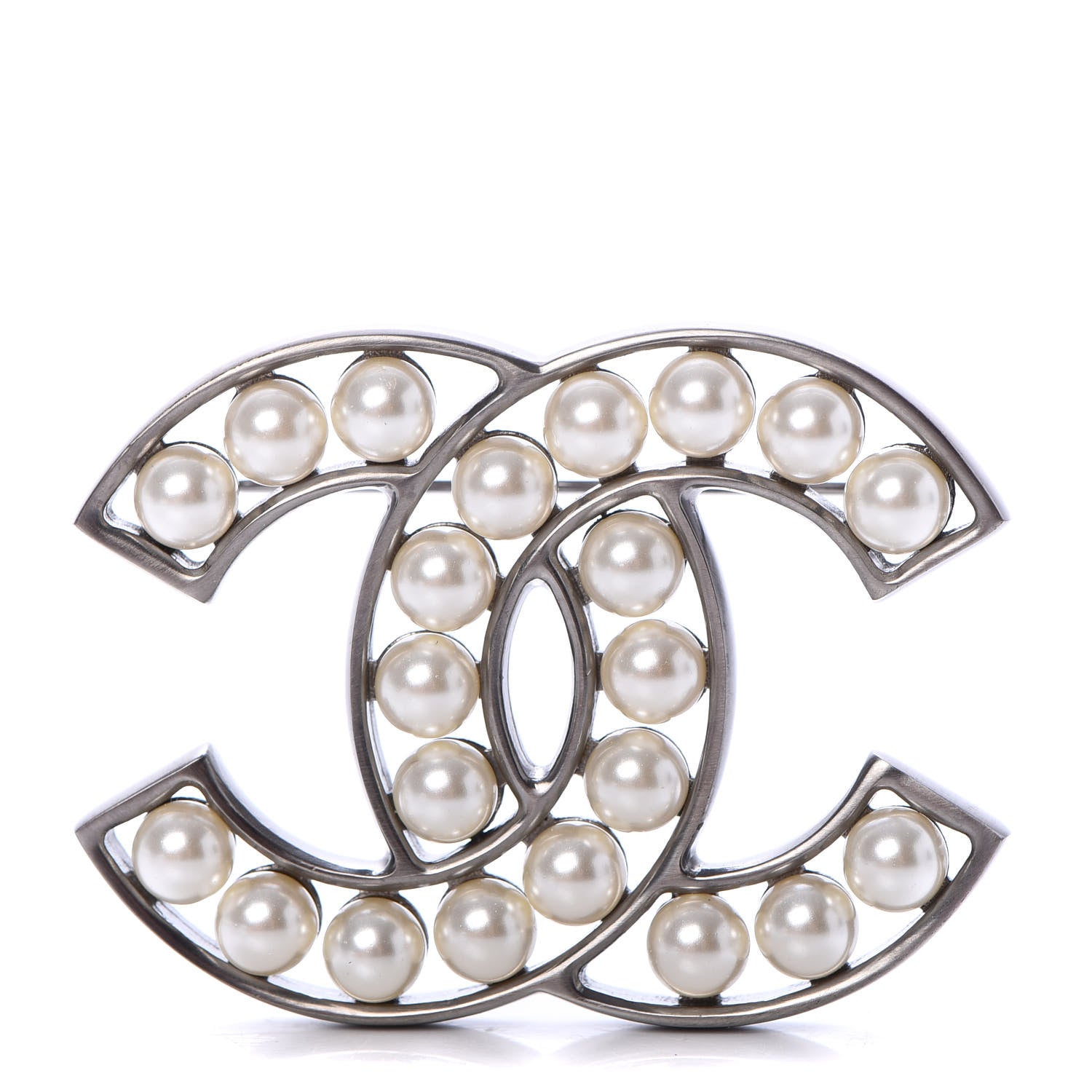 Chanel Pearl CC Brooch Silver 1 of 4