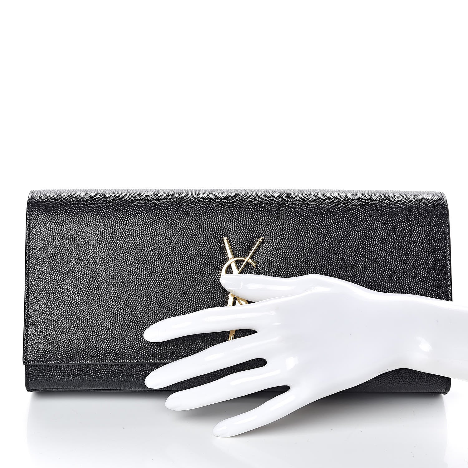 Saint Laurent Grain De Poudre Monogram Cassandre Clutch Black 2 of 9