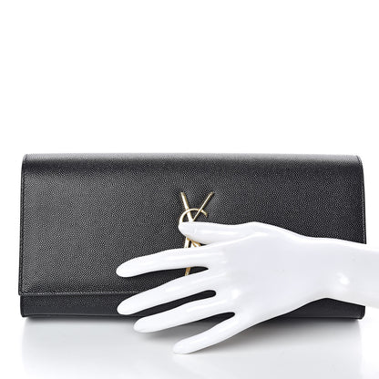 Saint Laurent Grain De Poudre Monogram Cassandre Clutch Black 2 of 9