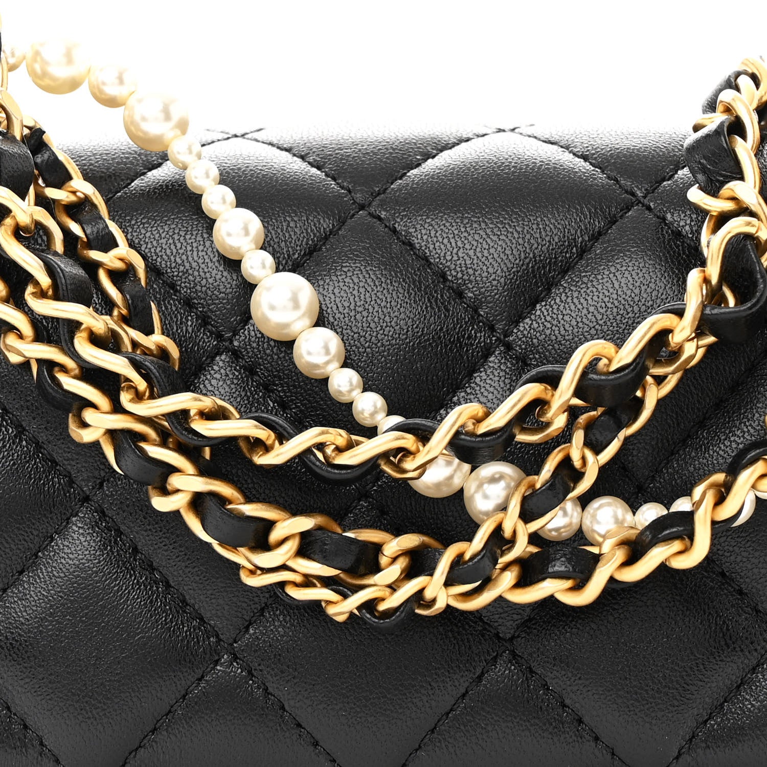 Chanel Shiny Lambskin Quilted Pearl Twist Mini Square Flap Black 8 of 11