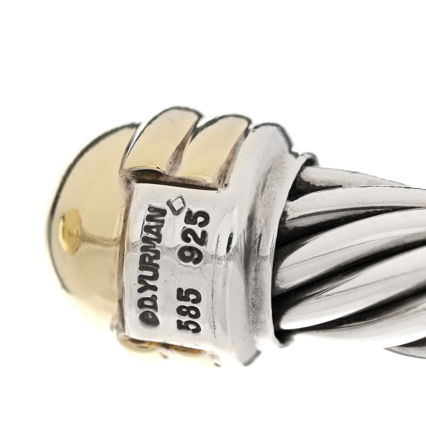 Sterling Silver 14K Yellow Gold 10mm Cable Classics Hinged Bracelet