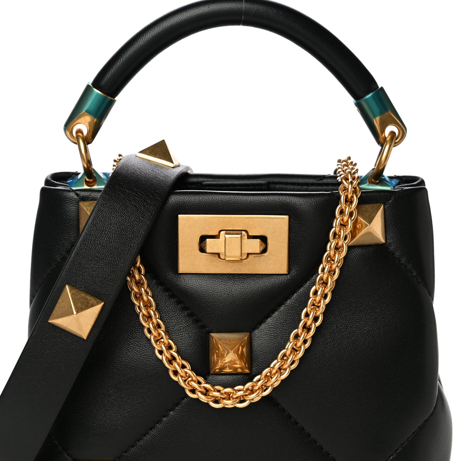 Valentino Garavani Nappa Mini Roman Stud The Handle Bag Black 7 of 9