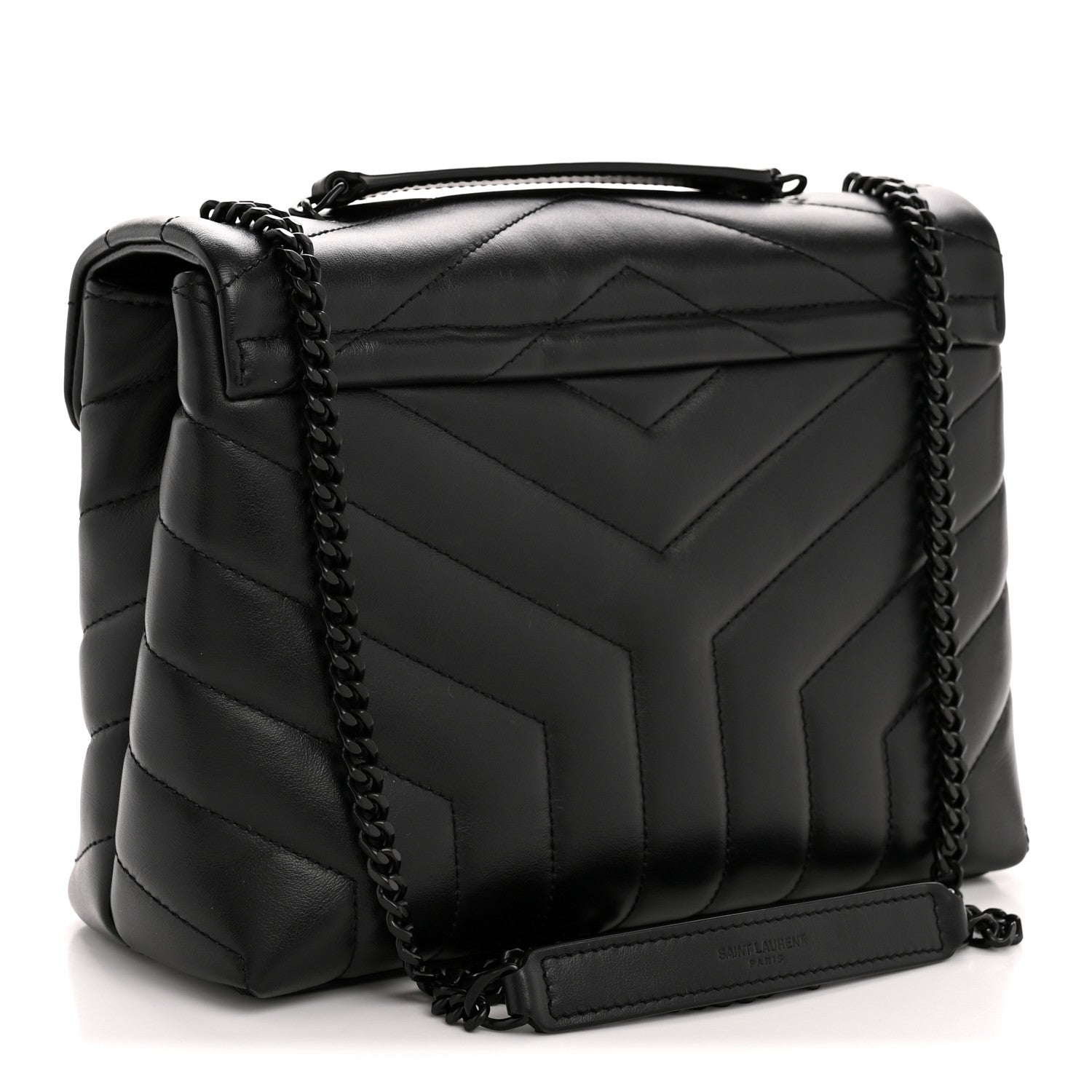 Saint Laurent Calfskin Y Quilted Monogram Monochrome Small Loulou Chain Satchel Black 3 of 10