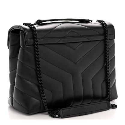 Saint Laurent Calfskin Y Quilted Monogram Monochrome Small Loulou Chain Satchel Black 3 of 10