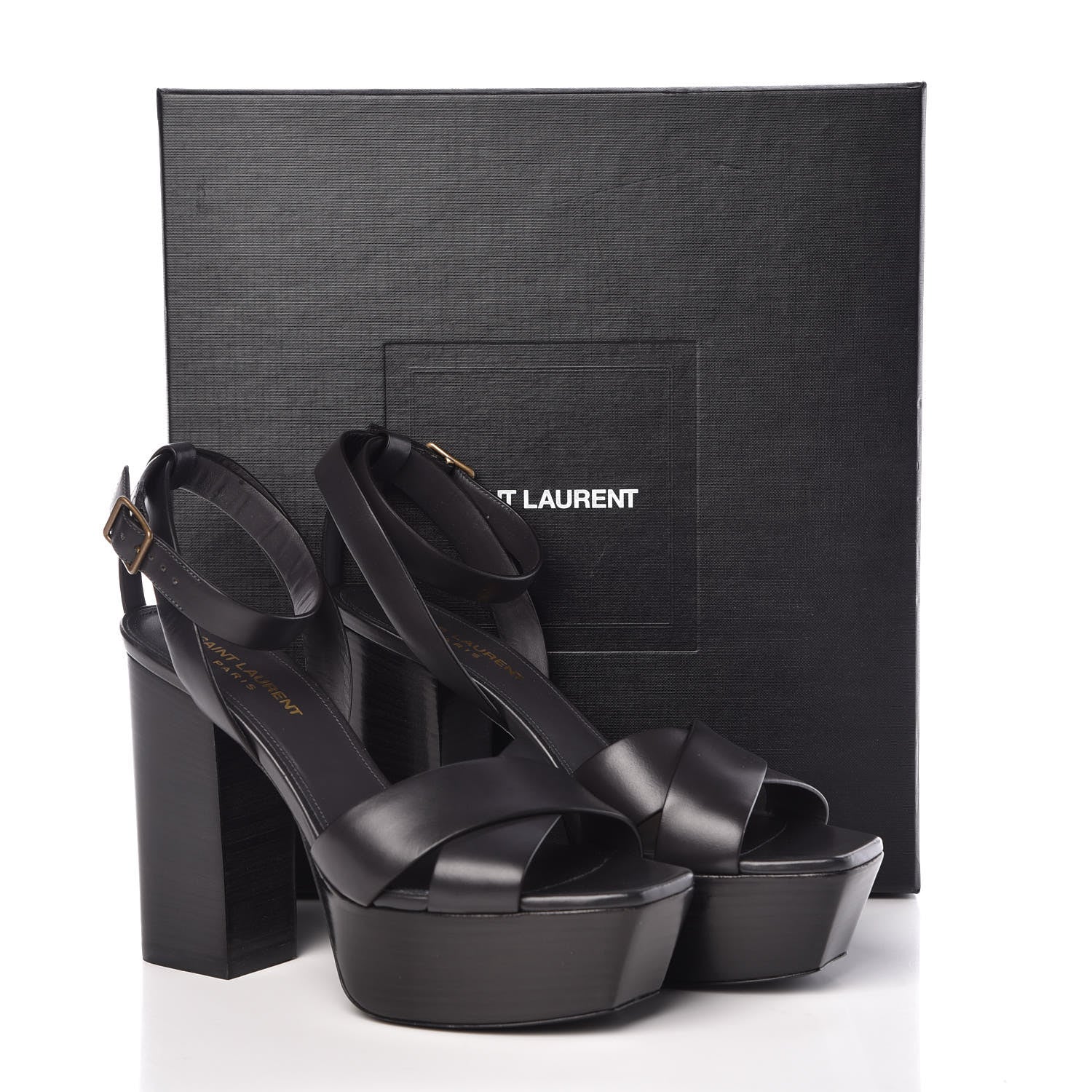 Saint Laurent Calfskin Farrah 80 Platform Sandals 38 Paris Fog 8 of 8