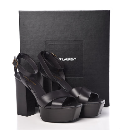 Saint Laurent Calfskin Farrah 80 Platform Sandals 38 Paris Fog 8 of 8