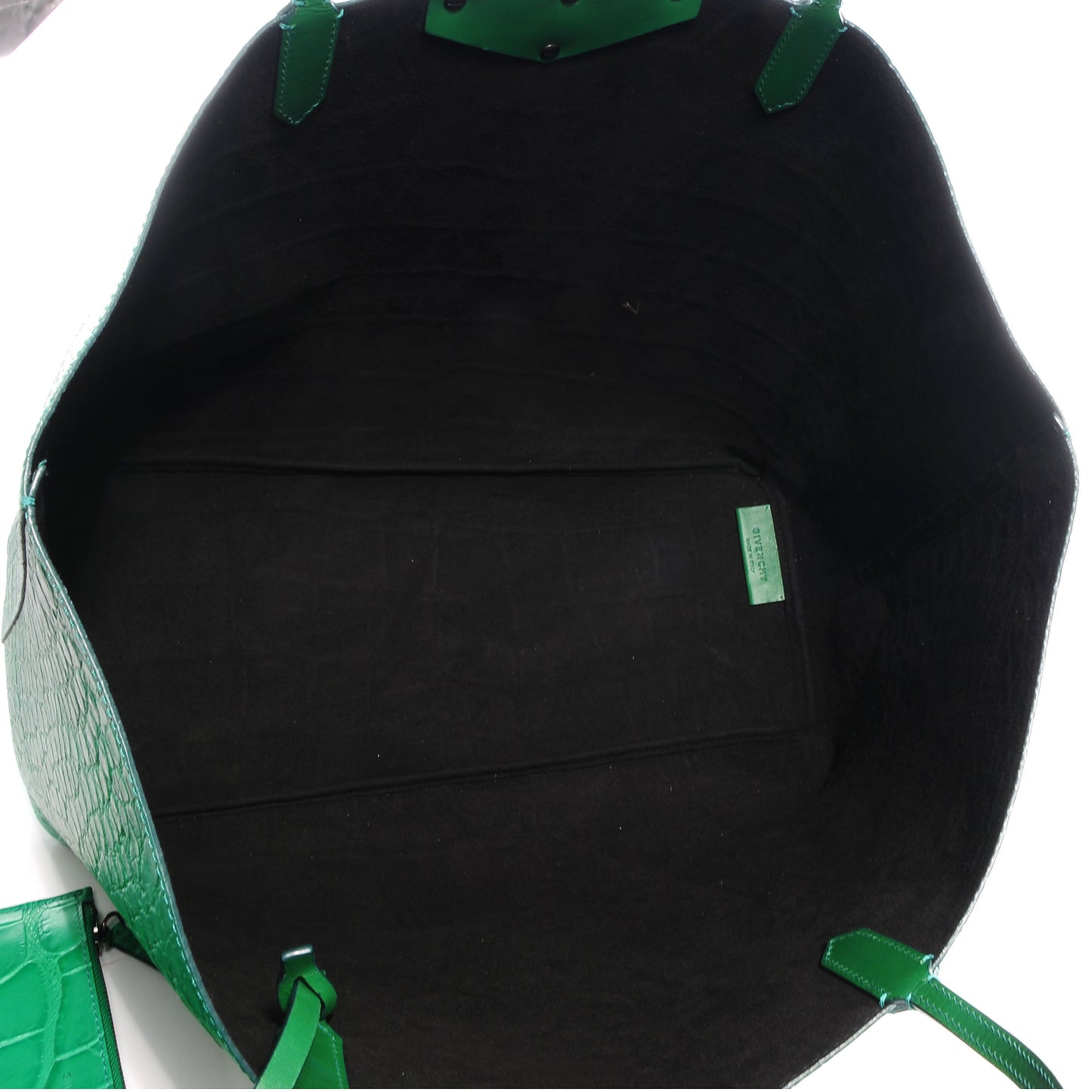 Calfskin Crocodile Embossed Large Antigona Tote Emerald