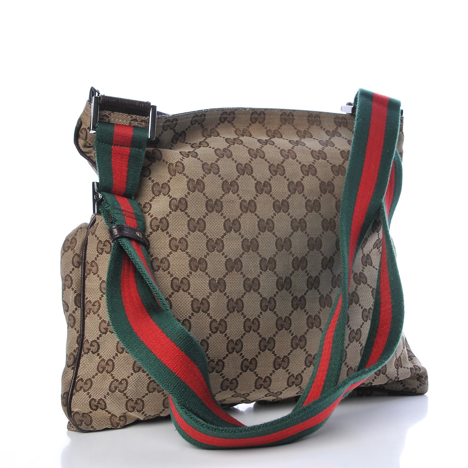 Gucci Monogram Web Medium Double Pocket Messenger Bag Dark Brown 3 of 10