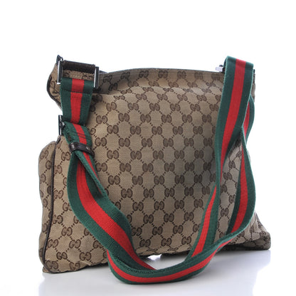 Gucci Monogram Web Medium Double Pocket Messenger Bag Dark Brown 3 of 10