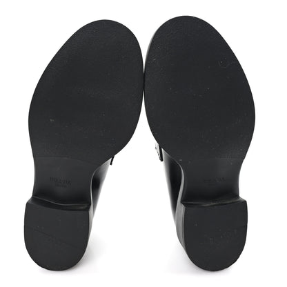 Prada Spazzolato Metal Triangle Logo 50mm Loafers 39 Black 6 of 11