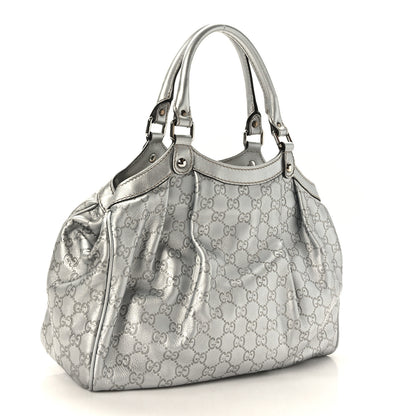 Gucci Metallic Guccissima Medium Sukey Tote Silver 3 of 9
