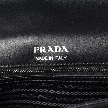 Prada Soft Calfskin Impunture Diagramme Large Chain Flap Shoulder Bag Black 6 of 9
