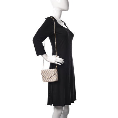 Louis Vuitton Damier Azur Pochette Felicie Chain Wallet Rose Ballerine 2 of 10