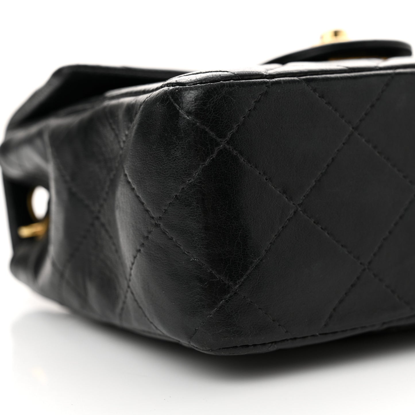 Lambskin Quilted Mini Square Flap Black