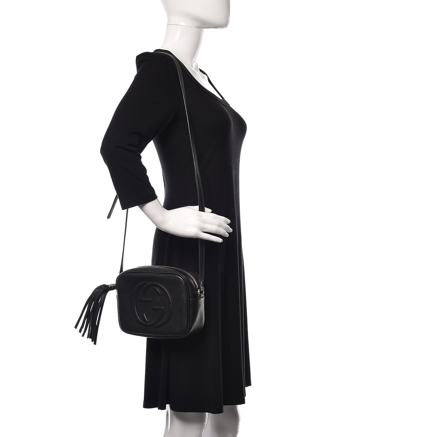 Pebbled Calfskin Small Soho Disco Bag Black