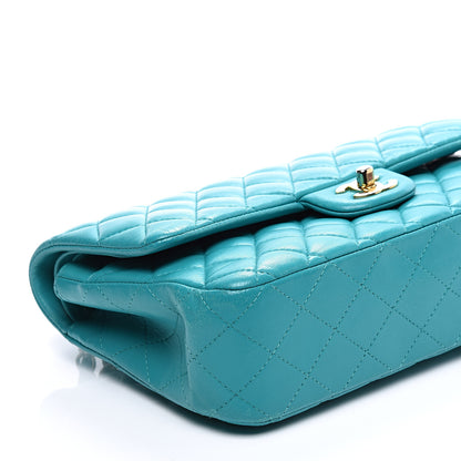 Chanel Lambskin Quilted Medium Double Flap Turquoise 7 of 9