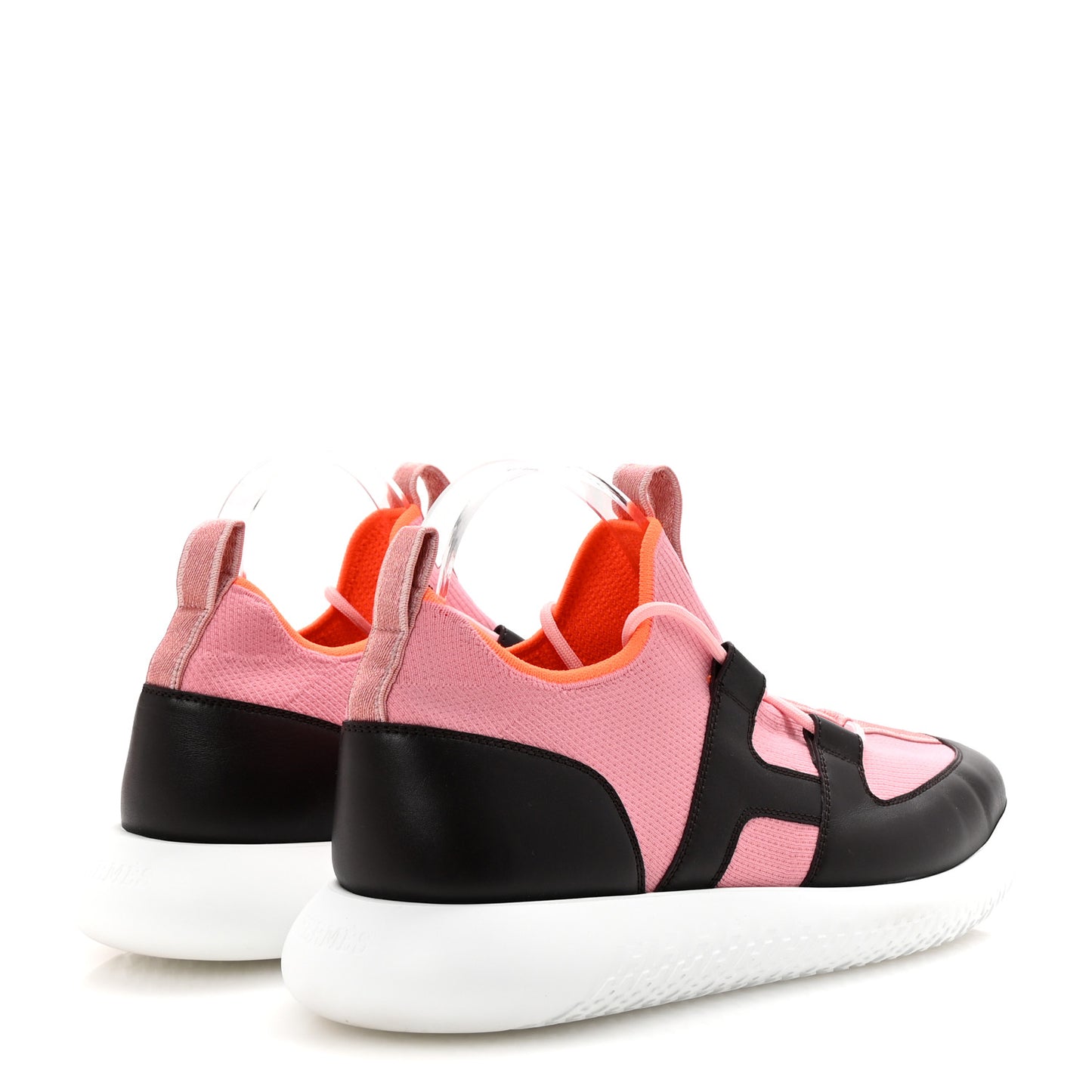 Technical Canvas Calfskin Mens Duel Sneakers 43 Pink Brown
