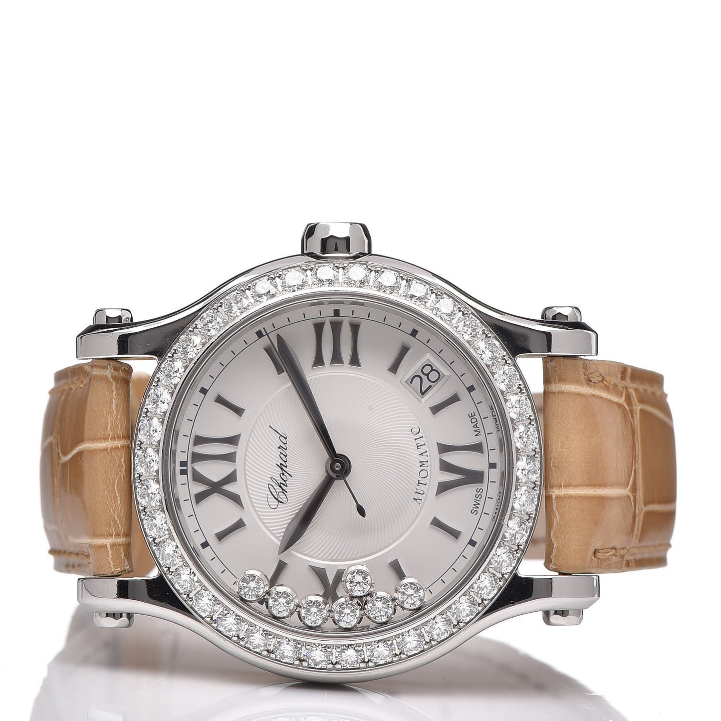 Stainless Steel Alligator Diamond Bezel 36mm Happy Sport Automatic Watch