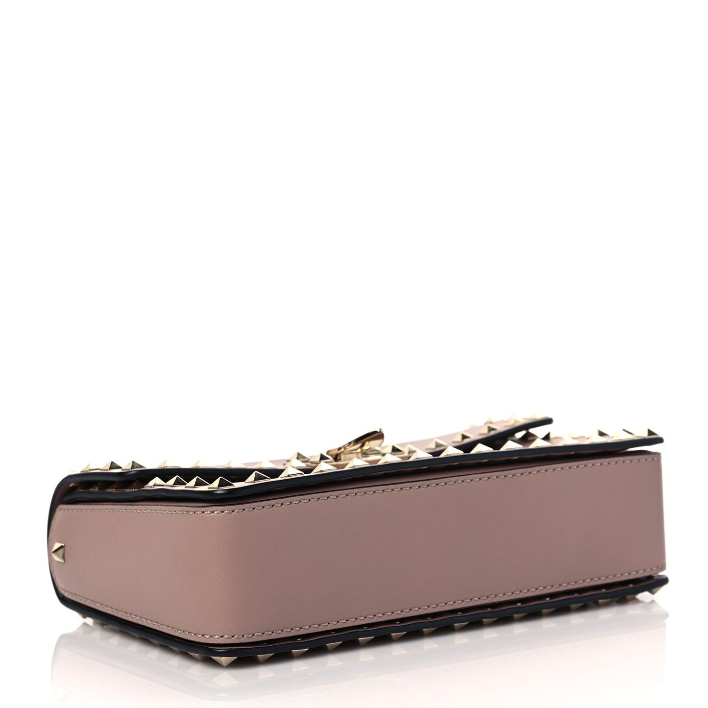 Vitello Rockstud Flip Lock Chain Crossbody Bag Poudre