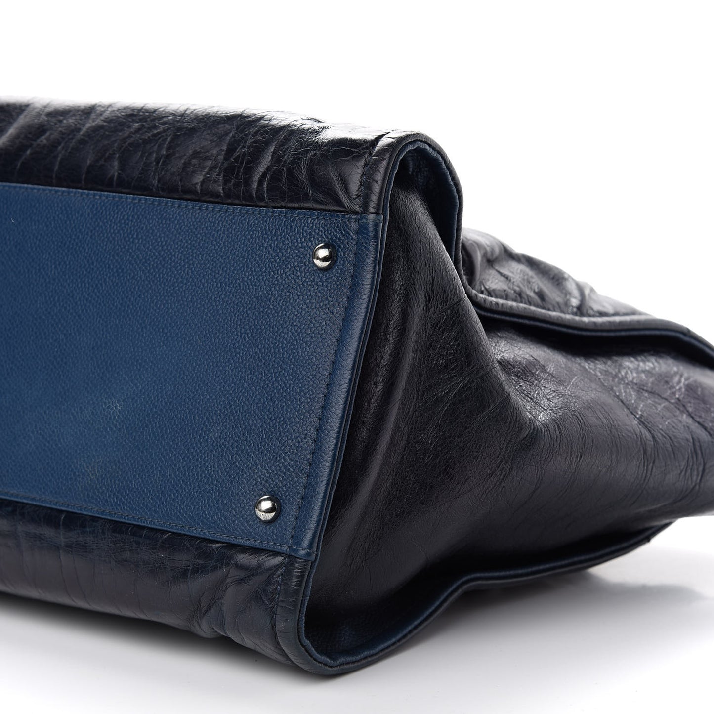 Glazed Calfskin Medium Deauville Tote Blue